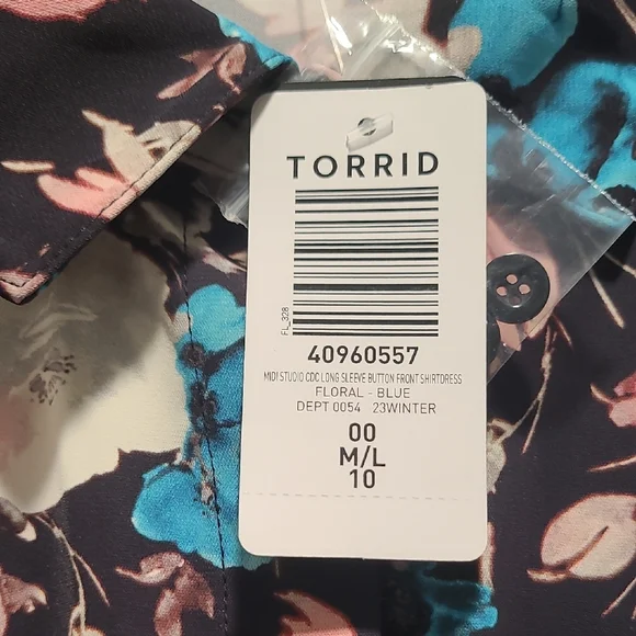 Torrid Blue Floral Midi Shirt Dress - Picture 2 of 7